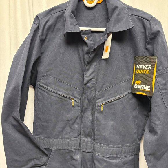 Berne Coveralls Mens Size Small Chest 36-38in Durable Navy Durable Workwear NEW - Picture 2 of 11